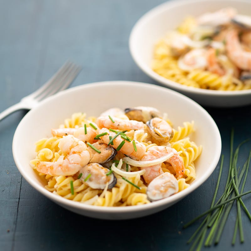 Photo de/du Pâtes à la crème et aux fruits de mer par WW