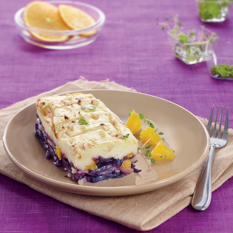 Chou rouge à l'orange et purée de pommes de terre