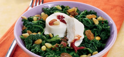 Épinards au chèvre et confiture de tomate