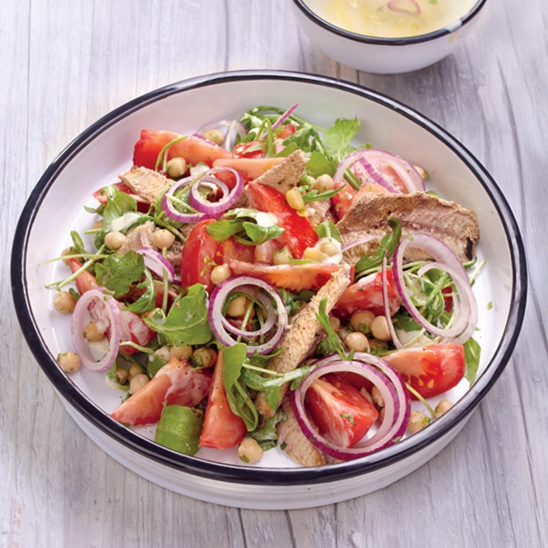 Salade aux pois chiches et aux sardines