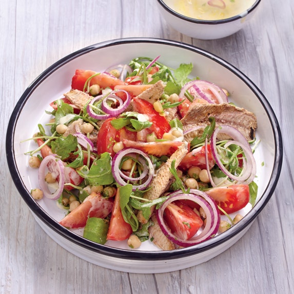 Salade aux pois chiches et aux sardines