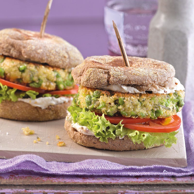 Erbsen-Quinoa-Burger mit Minze