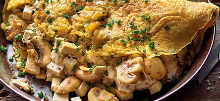 Omelette farcie aux champignons et au tofu