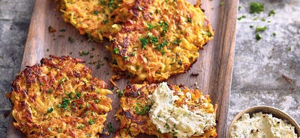 Galettes de légumes à la crème de feta