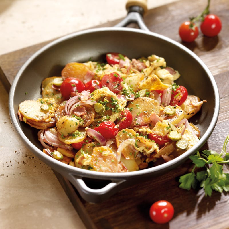 Bratkartoffeln mit Schinken und Ei
