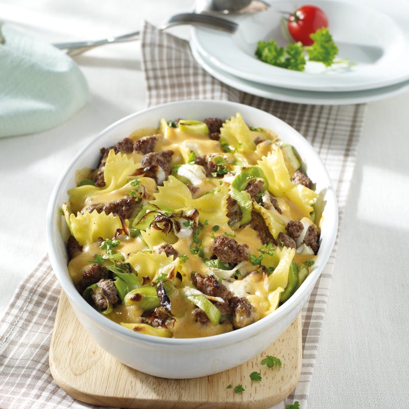 Lauch-Hack-Auflauf mit Schmelzkäse