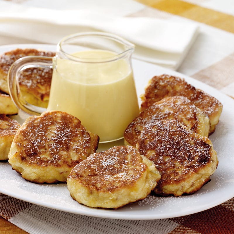 Kleine Apfelpuffer mit Vanillesauce