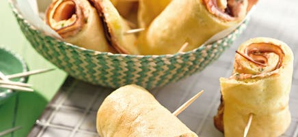 Käseomelette-Röllchen mit Schinkenfüllung