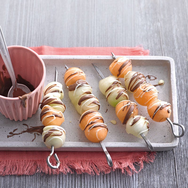 Melonen-Schokoladen-Spiesse / Melonen-Schokoladen-Spieße
