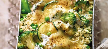 Grünes Bulgurgratin