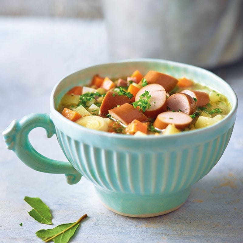 Kartoffel-Linsen-Eintopf mit Würstchen