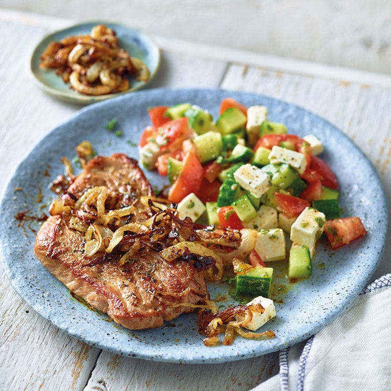 Gyrosschnitzel mit Bauernsalat