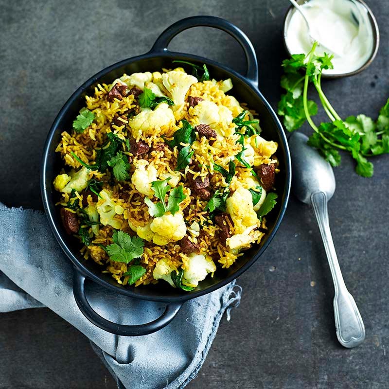 Indian lamb and cauliflower pilaf