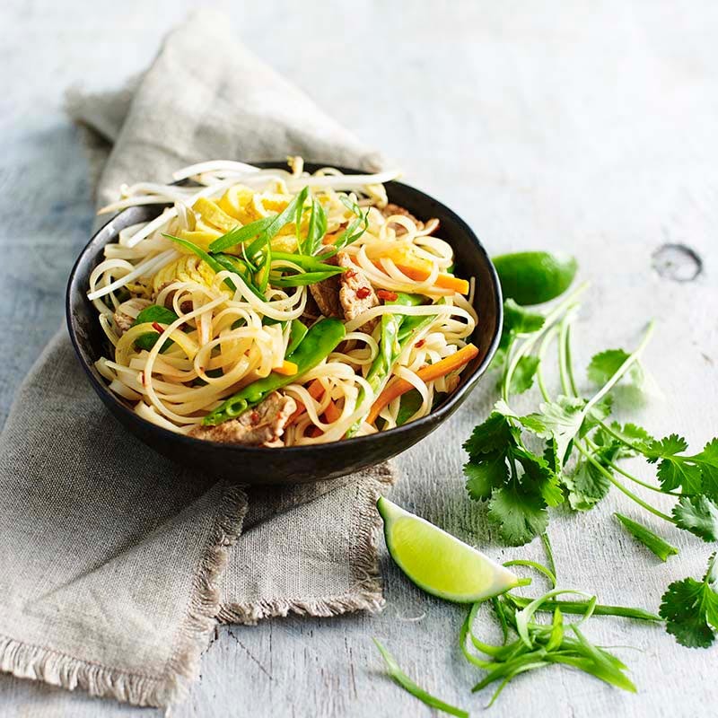 Pork and vegetable pad Thai