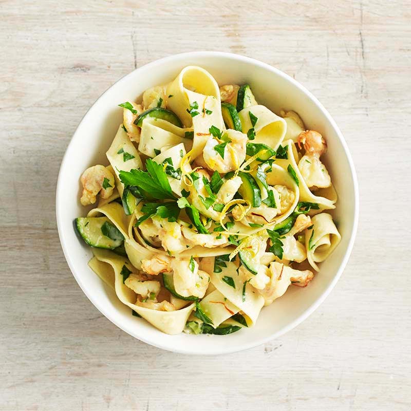 Saffron and prawn pappardelle