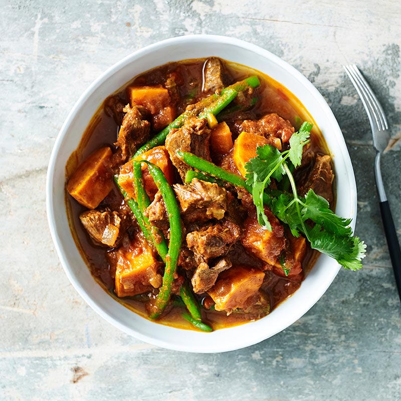 Beef and kumara vindaloo