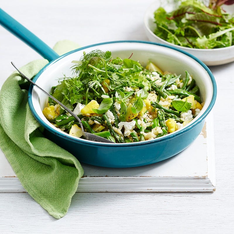 Risoni primavera with goat’s cheese