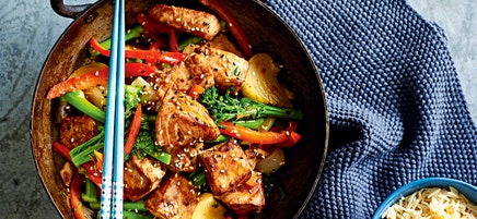 Japanese-style salmon stir fry