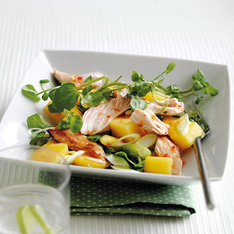 Hähnchen-Mango-Salat mit süßem Chilidressing