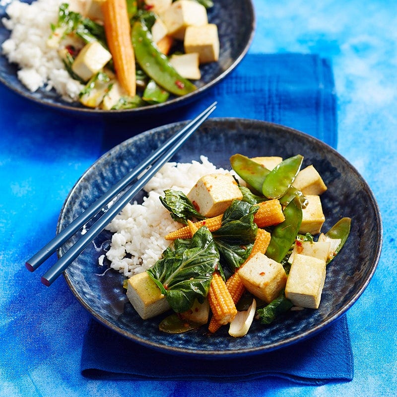 Tofu, vegie and chilli jam stir-fry