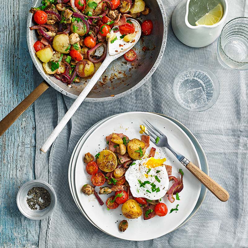 WW ViktVäktarna - Potatis- och baconpytt med pocherat ägg