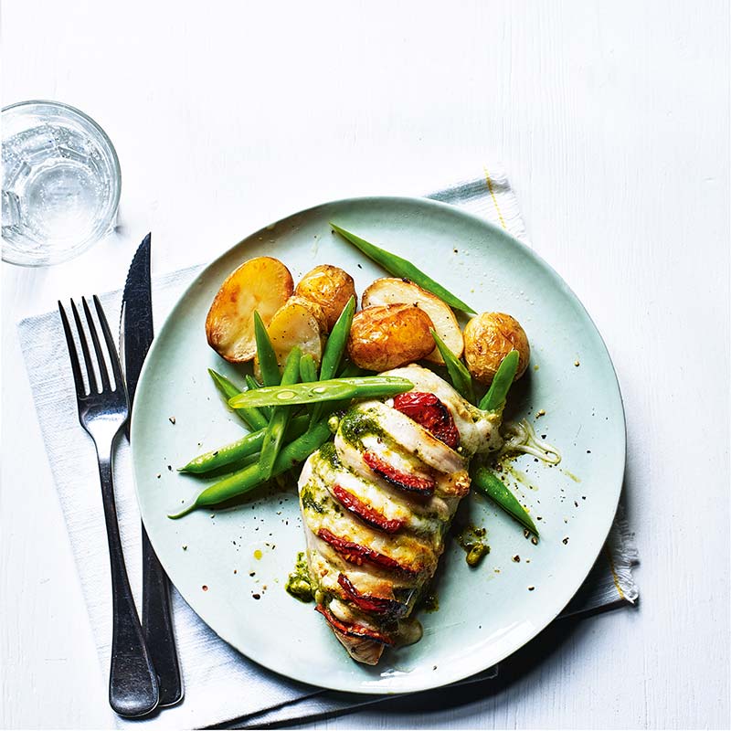 ViktVäktarna - Pestofylld hasselbackskyckling med rostad potatis