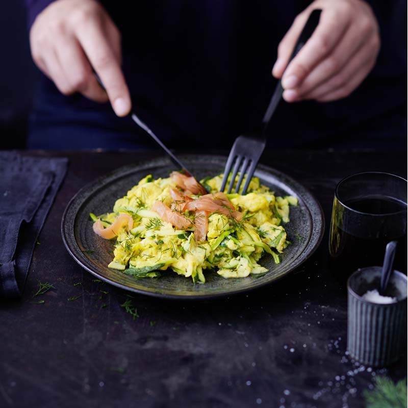 ViktVäktarna - Äggröra med zucchini och rökt lax