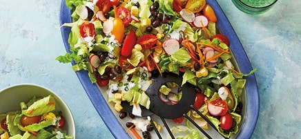 Mexican chopped salad with garlic ranch dressing