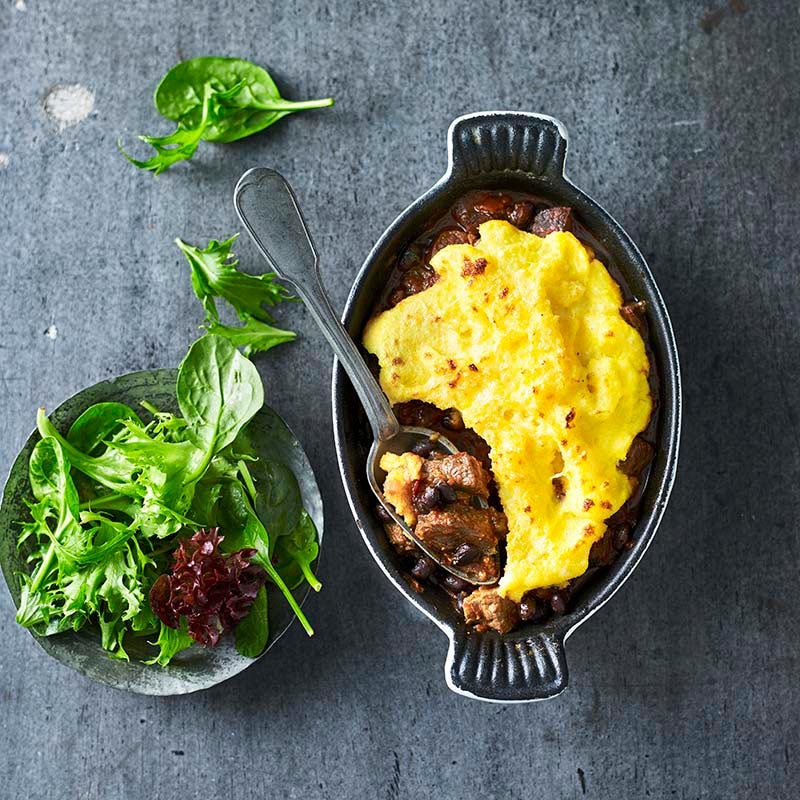 Cajun beef and polenta pies