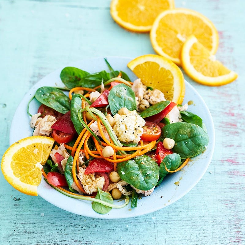 Tuna and chickpea salad with orange and cumin dressing