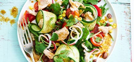 Tuna, black bean and corn salad