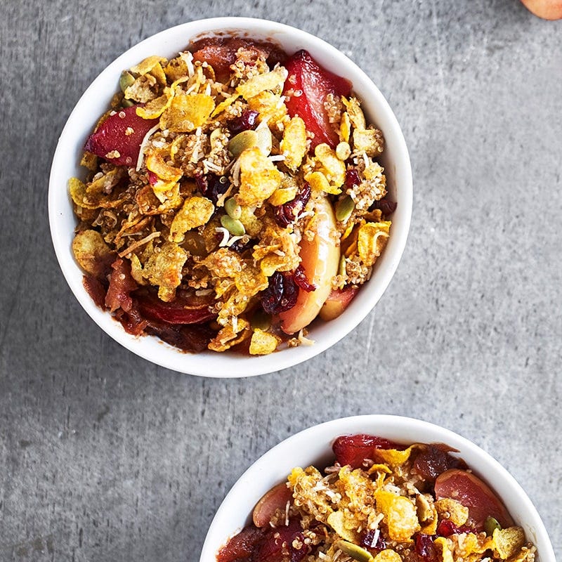 Plum and apple quinoa crumble