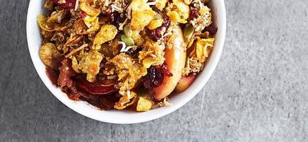 Plum and apple quinoa crumble