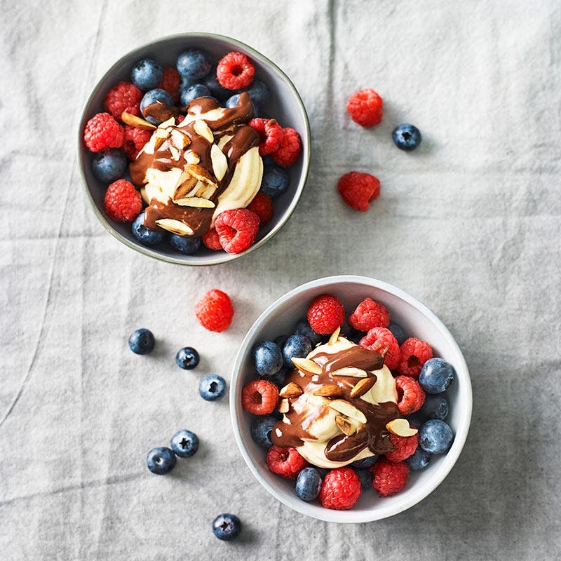 Berry ice-cream sundaes