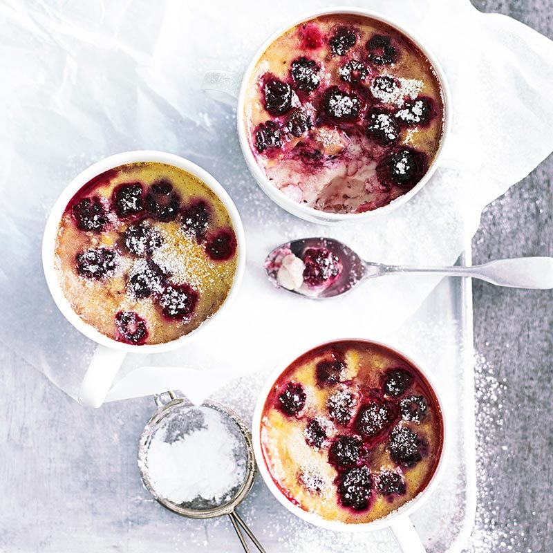 Blackberry and lemon baked custards