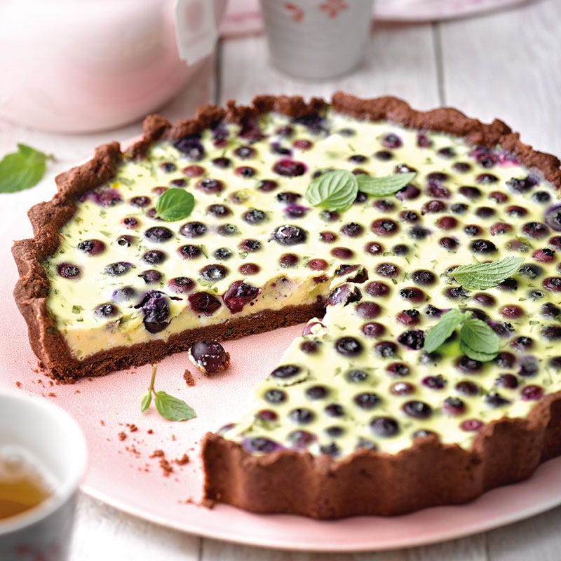 Heidelbeertarte mit Minzguss