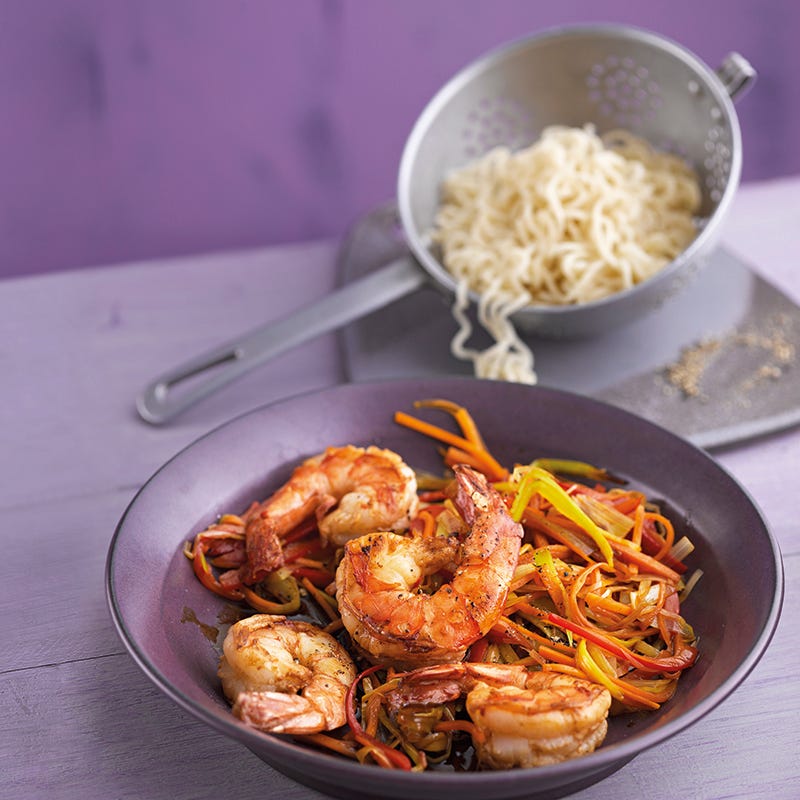 Foto van Chiligarnalen met mie en groenten door WW