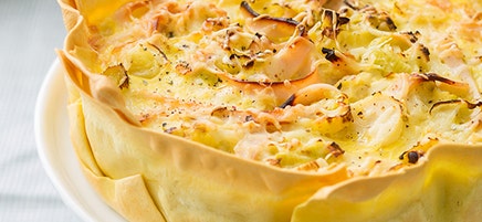Quiche de lasagnes aux poireaux