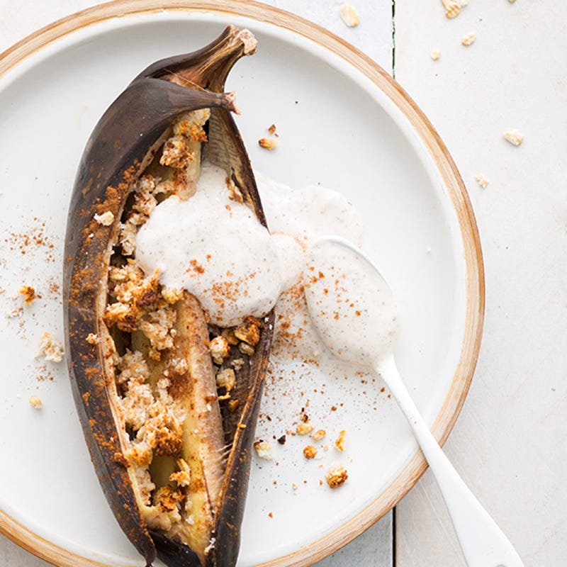 Bananes en coque, crumble coco