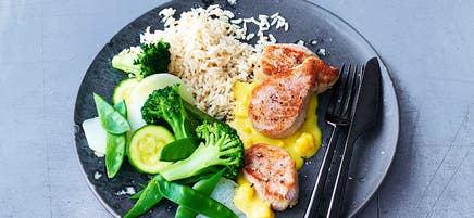 Filet de porc et sauce à la mangue