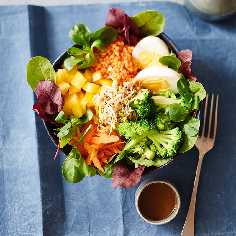 Foto van Linzenbowl met groenten en ei door WW