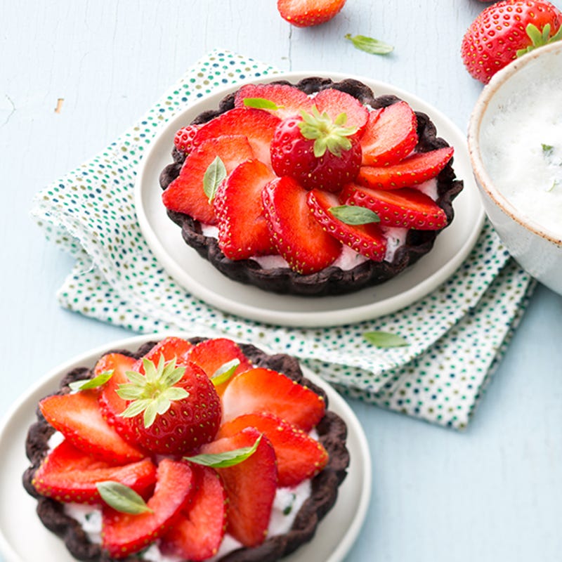 Tartelettes chocolat fraises basilic