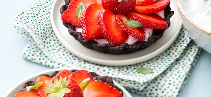 Tartelettes chocolat fraises basilic