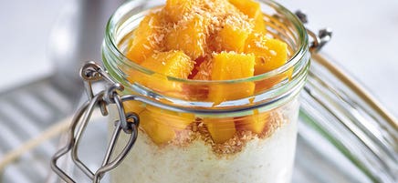 Exotische Office-Oats mit Mango und Kokosnuss