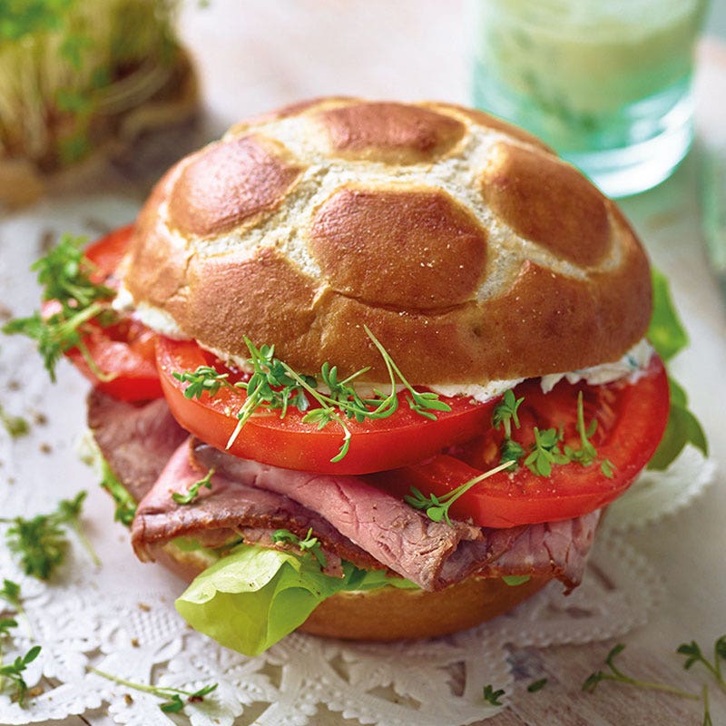 Roastbeefbrötchen mit Kressecreme