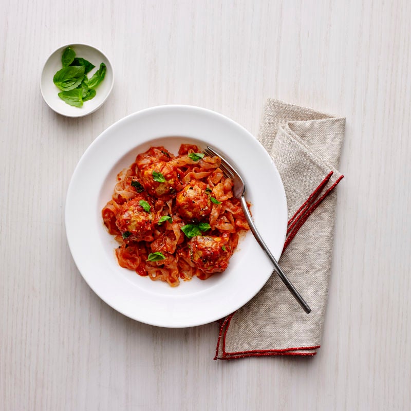 Skinny Pasta Spaghetti and Meatballs