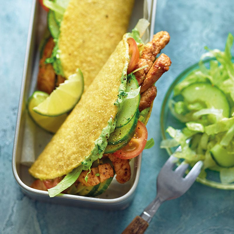 Tacos mit Schweinefleisch und Avocadocreme