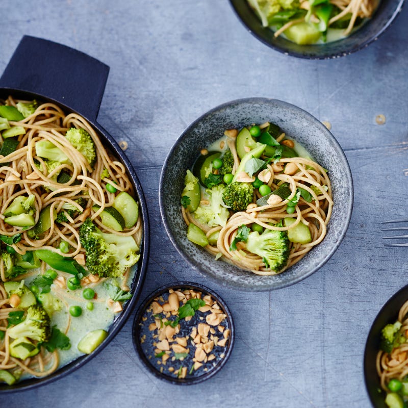 One-Pot-Pasta mit grünem Gemüse