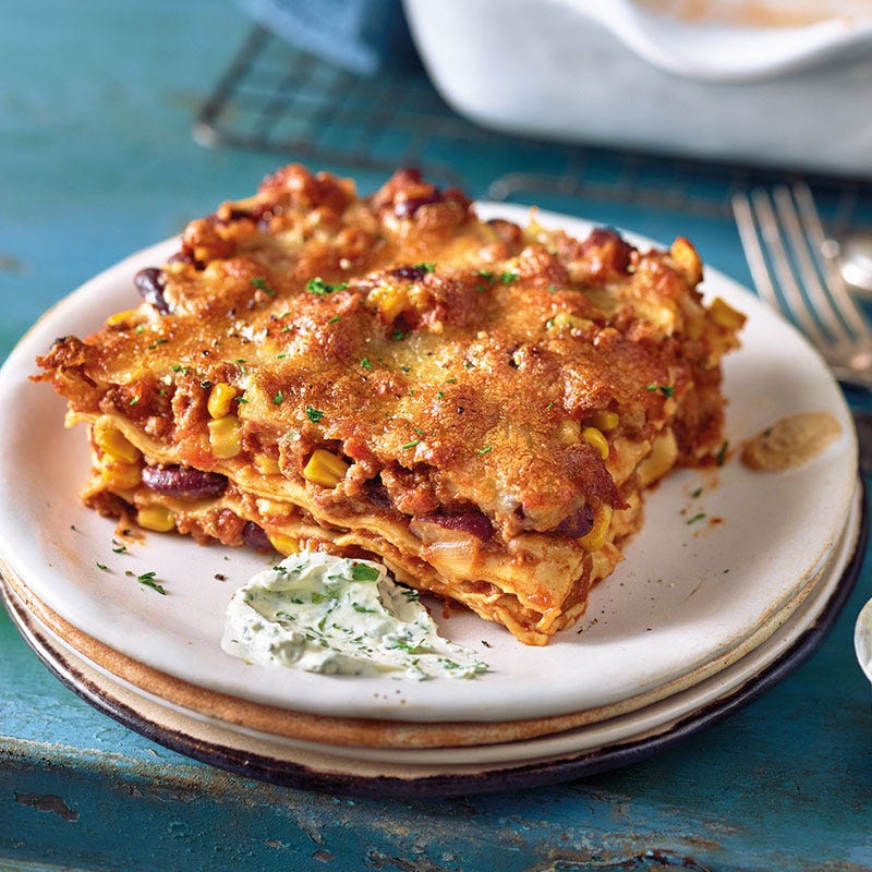 Chili con Carne Lasagne mit Sour Cream