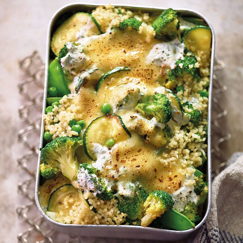 Grünes Bulgurgratin